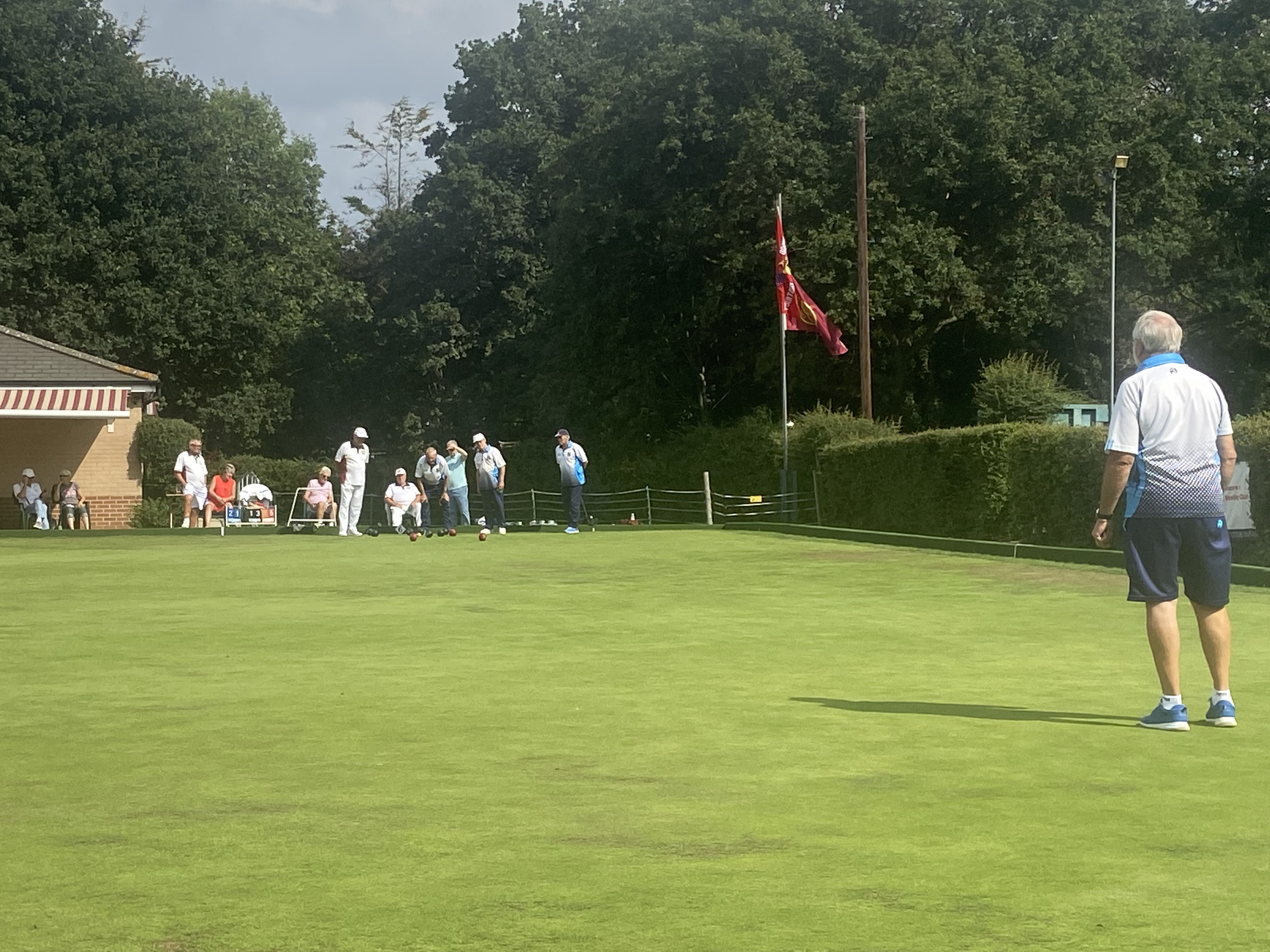 photo showing Terry Brown having bowled.